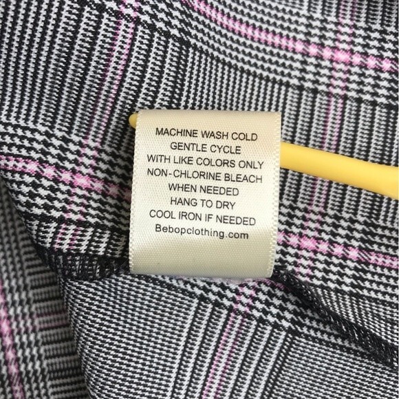 BeBop Herringbone Plaid Jumper Adjustable Strap Black Pink Short Dress Large - Picture 11 of 13